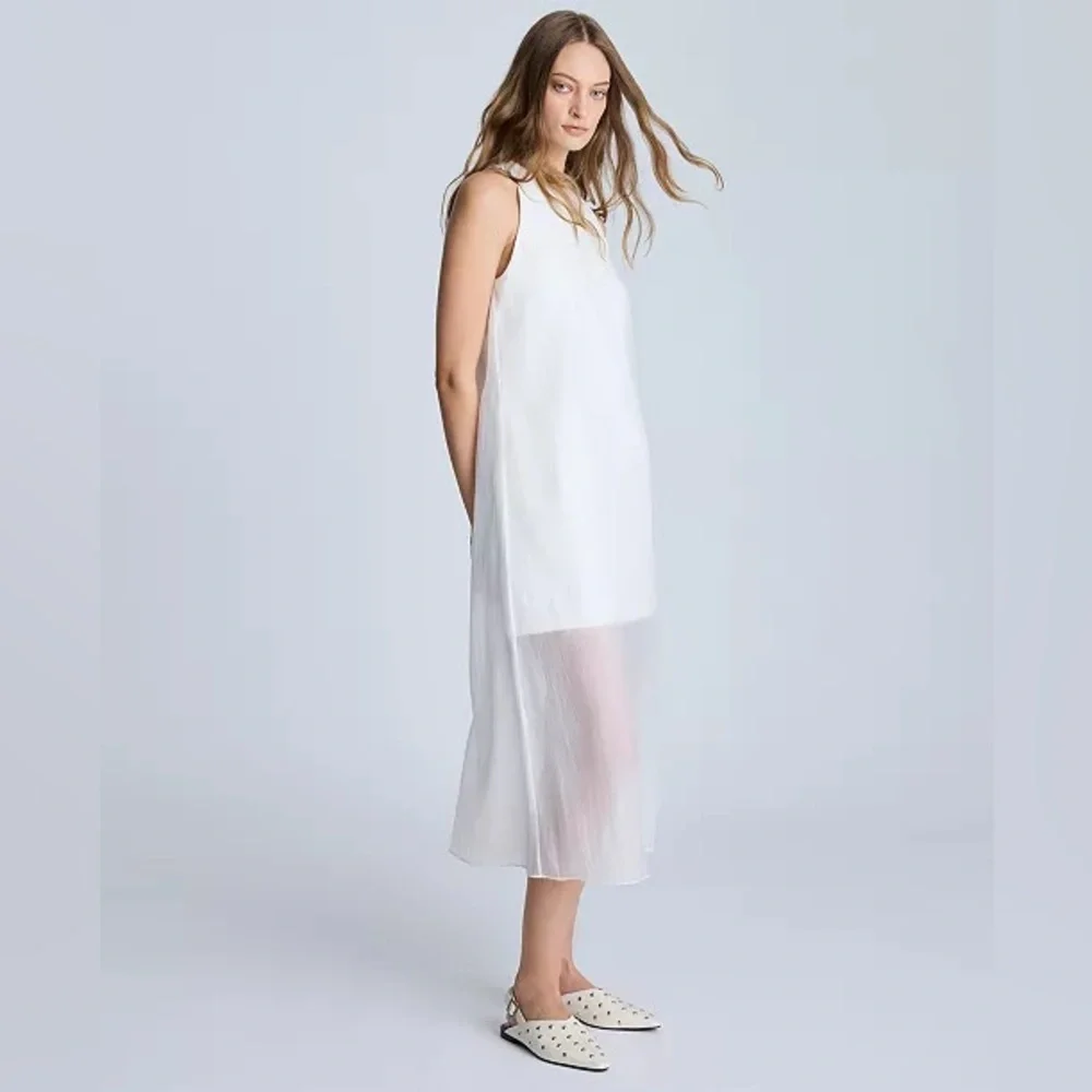 Kenneth Cole Women's Sheer-Overlay White Midi Dress - Picture 3 of 10